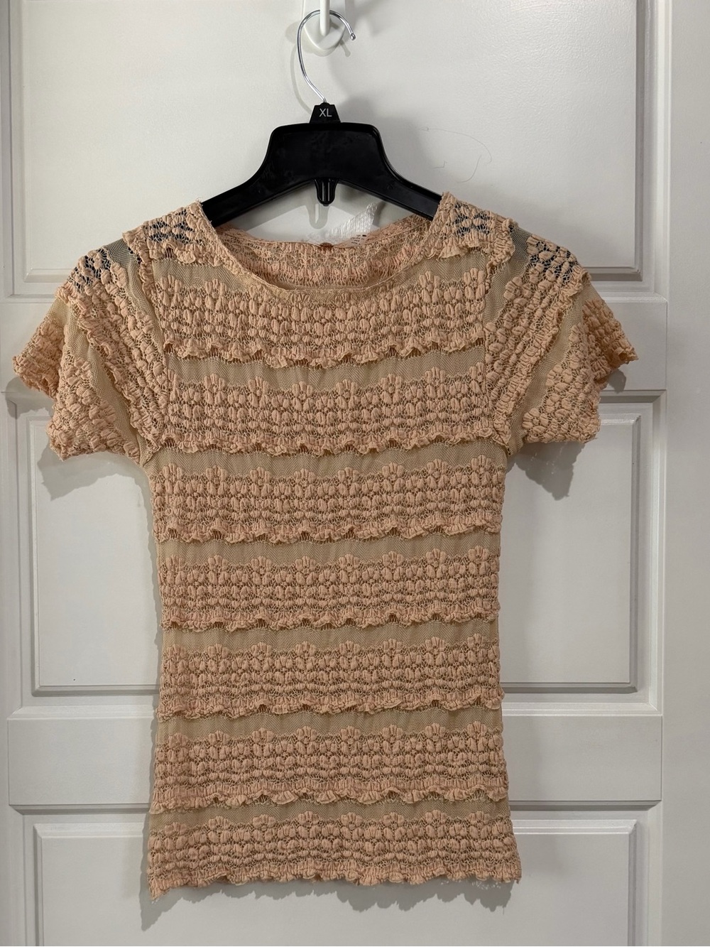 FP Movement by Free People Pale Blush Lace Short Sleeve Tee Top - Picture 4 of 6